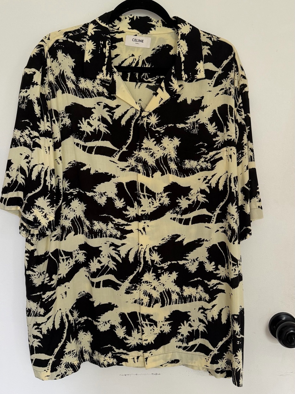 Celine Black & Cream Hawaiian Print Camp Shirt